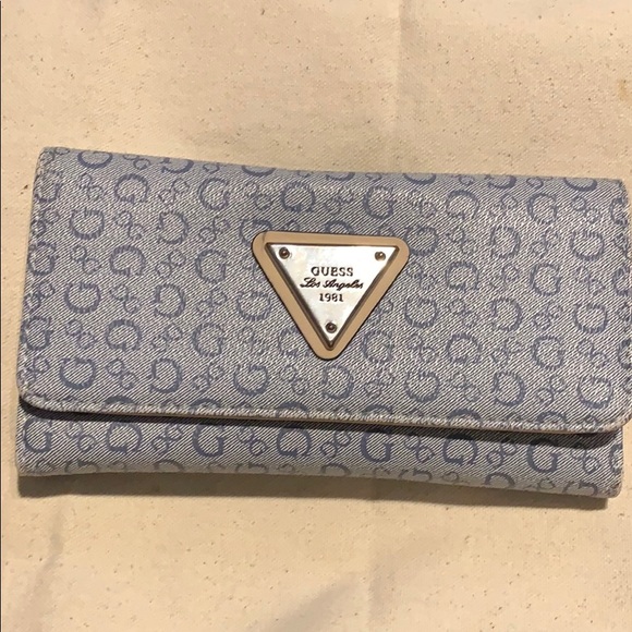 light blue guess purse